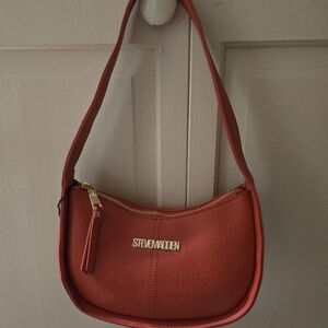 Steve Madden Red Textured Leather Shoulder Bag